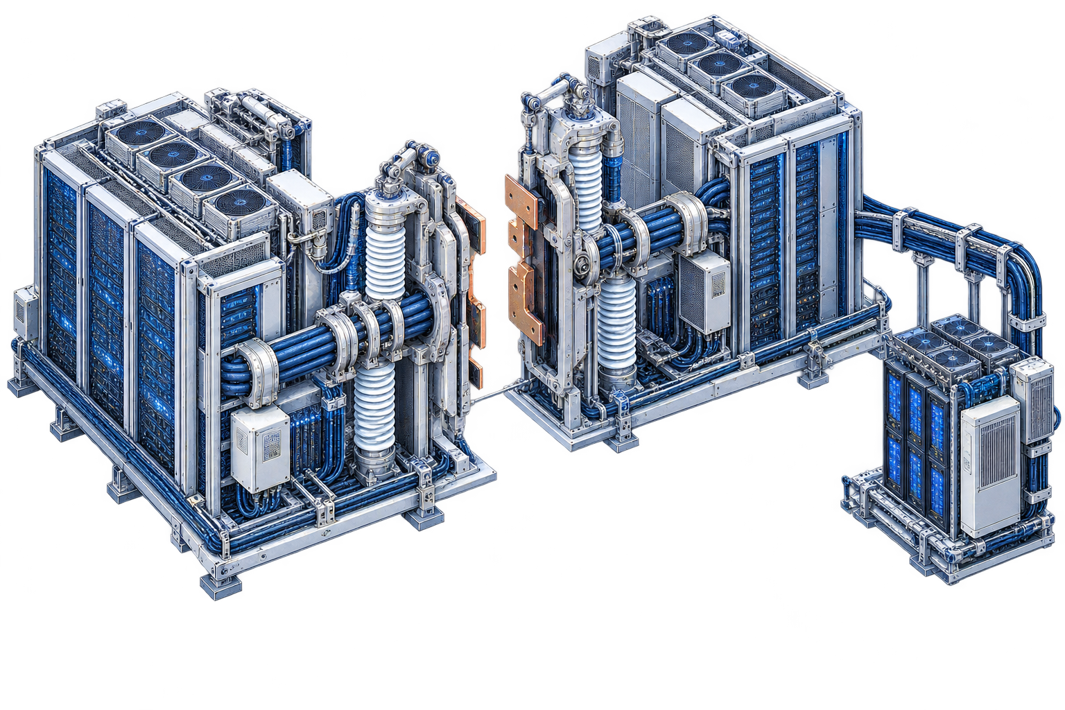 A separated infrastructure coupler and an independently powered compute module, illustrating the capacity to disconnect an essential system.